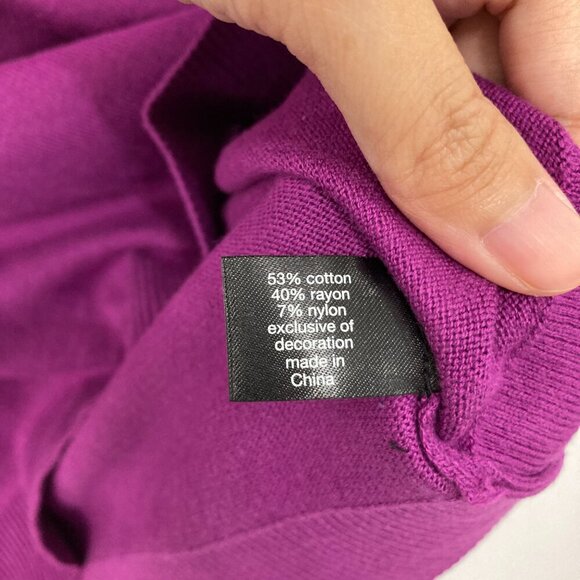 New Lane Bryant Petite size 18/20 Purple Gold Sequins Star Knit Light Sweater - Picture 6 of 8